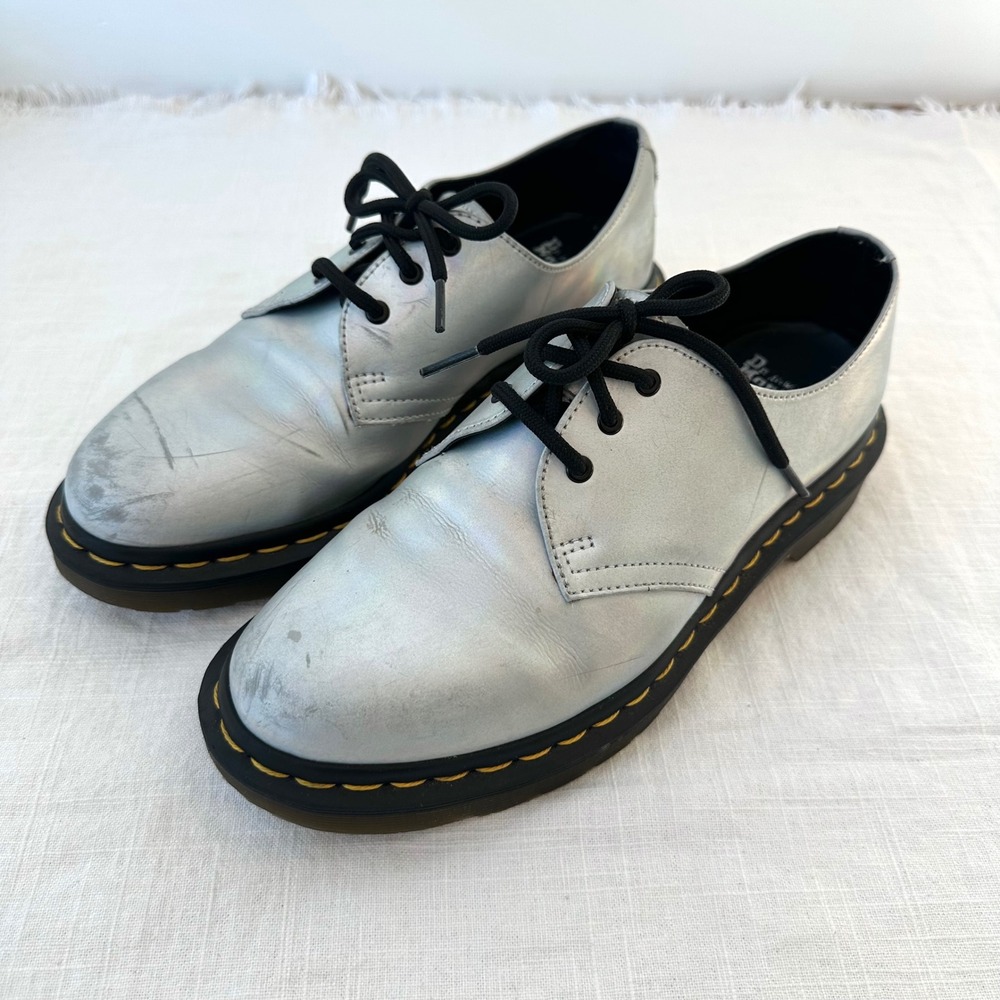 Dr‎ Martens 1461 RS Silver Iced Metallic Oxford Shoes Men's Women's 8 UK 6